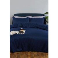 OHS Plain Dyed Duvet Cover with Pillowcase Bedding Set in Navy | Size: Single