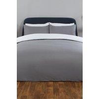 OHS Plain Reversible Duvet Cover With Pillowcase Set in Light Grey | Size: Double