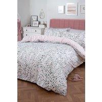 OHS Dalmatian Print Duvet Cover with Pillowcase Set in Light Pink | Size: Single