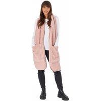 OHS Long Teddy Fleece Scarf Pocket Wrap Plush Hand Warmer in Baby Pink