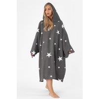 OHS Star Hooded Poncho Towel Swimming Adult Dry Changing Robe Beach Bath in Dark Grey