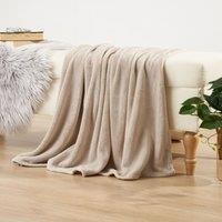 OHS Ultra Soft Flannel Fleece Throw Blanket in Light Brown | Size: 120 cm x 150 cm