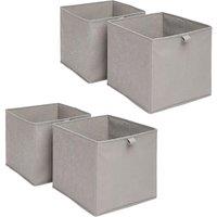 OHS Pack of 4 Plain Folding Storage Boxes in Grey