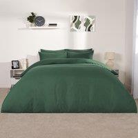 OHS Plain Dyed Duvet Cover with Pillowcase Bedding Set in Dark Green | Size: King