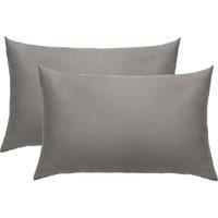 OHS 2 x Soft Plain Cotton Housewife Pillowcases in Grey