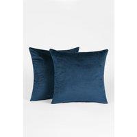 OHS 2 x Matte Velvet Cushion Covers Soft Plain Zip in Navy | Size: 45 cm x 45 cm