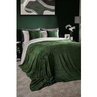 OHS Luxury Large Waffle Honeycomb Mink Warm Throw in Dark Green | Size: 150 cm x 200 cm