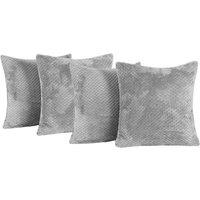 OHS 4 Pack of Waffle Fleece Square Cushion Covers in Charcoal | Size: 45 cm x 45 cm