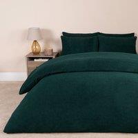 OHS Thermal Soft Teddy Fleece Duvet Cover Bedding Set in Dark Green | Size: Single