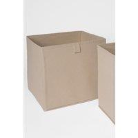 OHS Pack of 2 Plain Folding Cube Storage Boxes in Beige