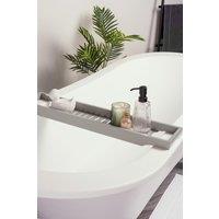 OHS Bamboo Bath Tray Storage Bathtub Rack Caddy in Dark Grey