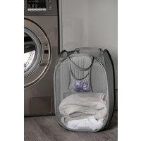 OHS Pop Up Laundry Net Basket Folding Home Freestanding Organiser in Charcoal
