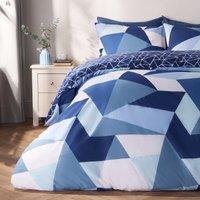 OHS Geometric Shapes Duvet Cover with Pillowcase Set Bedding Quilt in Navy | Size: Single