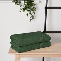 OHS 2 Pack of 100% Cotton Bathroom Bath Towel in Dark Green