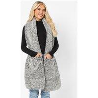 OHS Teddy Fleece Scarf Long Thermal Soft Pockets Hand Neck Warmer Marl in Charcoal