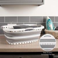 OHS Laundry Basket Collapsible Folding Washing Clothes Storage Space Saving in Grey