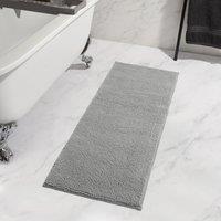 OHS Chenille Bath Mat Noodle Absorbent Non-Slip Soft Shower in Grey
