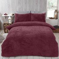 OHS Thermal Soft Teddy Fleece Duvet Cover Bedding Set in Burgundy | Size: Single