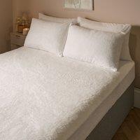 OHS Teddy Fleece Thermal 25cm Fitted Bed Sheet Winter Bedding in White | Size: Super King Fitted