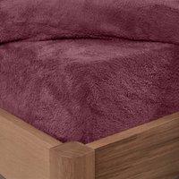 OHS Teddy Fleece Thermal Fitted Bed Sheet in Wine | Size: Double Fitted