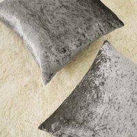 OHS Luxury Crushed Velvet Set of 2 Filled Cushions & Covers in Silver