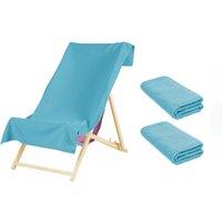 OHS 2 x Plain Microfiber Quick Dry Bath Beach Towel in Bright Blue