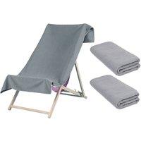 OHS 2 x Plain Microfiber Quick Dry Bath Beach Towel in Charcoal
