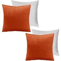 OHS 2 x Matte Velvet Filled Cushion Covers Soft Zip in Burnt Orange | Size: 45 cm x 45 cm