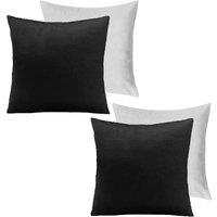 OHS 2 x Matte Velvet Filled Cushion Covers Soft Zip in Black | Size: 45 cm x 45 cm