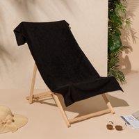 OHS Plain Microfibre Quick Dry Beach Towel Bathroom in Black