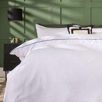 OHS Piped Edge Bedding Set Soft Duvet Cover with Pillowcase in White | Size: Double