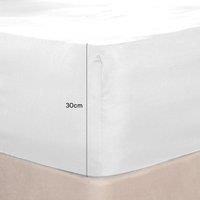 OHS Plain Bed Sheet Microfibre Deep Fitted Soft in White | Size: Super King