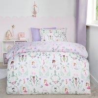 OHS Reversible Duvet Cover Set Ballerina Quilt Pillowcases Bedding in White | Size: Single