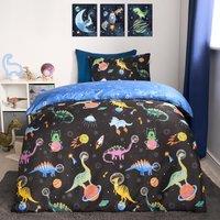OHS Space Duvet Cover Bedding Set Pillowcases Dino Reversible Quilt in Navy | Size: Double