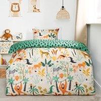 OHS Safari Duvet Cover Set Reversible Quilt Soft Pillowcase Bedding in Green | Size: Single