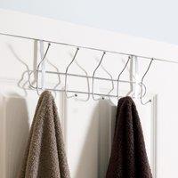 OHS 10 Over The Door Hooks Clothes Hanger Metal Towel Rail in Silver