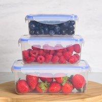 OHS 3 Pack Food Storage Square Plastic Airtight Tuppelware With Lid in White