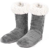 OHS Teddy Fleece Non Slip Sherpa Slipper Lounge Socks in Charcoal