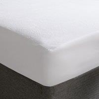 OHS Waterproof Mattress Protector Terry Fleece Topper Elasticated Soft Fitted Sheet in White | Size: Single Fitted