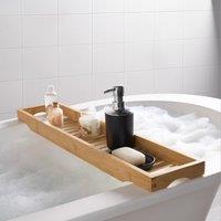 OHS Bamboo Bathroom Tub Rack Storage Caddy Shelf Tray Holder Tidy in Natural