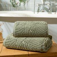 OHS Leaf Jacquard Bath Hand Towel Cotton Bathroom Absorbent Quick Drying Cloth in Green