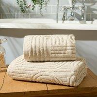 OHS Arch Jacquard Bath Hand Towel Cotton Bathroom Absorbent Quick Drying Cloth in Cream