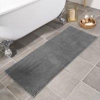 OHS Chenille Bath Mat Noodle Absorbent Non-Slip Soft Shower in Charcoal