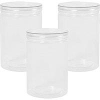 OHS 3 Pack Round Plastic Jar Food Storage Container Medium Clear Lid in White
