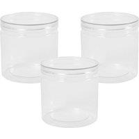 OHS 3 Pack Round Plastic Jar Food Storage Container Small Clear Lid in White