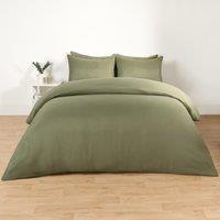 OHS Plain Dyed Duvet Cover with Pillowcase Bedding Set in Bottle Green | Size: Double