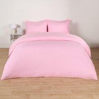 OHS Plain Dyed Duvet Cover with Pillowcase Bedding Set in Pink | Size: Single