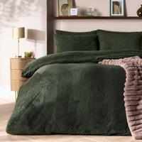 OHS Thermal Soft Teddy Fleece Duvet Cover Bedding Set in Green | Size: Single
