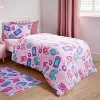 OHS Gaming Fleece Duvet Cover Set Bedding Quilt Warm in Purple | Size: Single