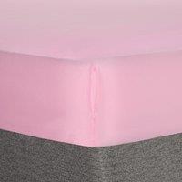 OHS Plain Dyed Non-Iron Fitted Bed Sheet in Pink | Size: Single Fitted
